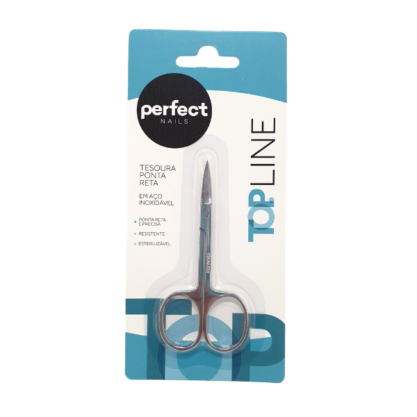 Tesoura Inox Ponta Reta Perfect Nails
