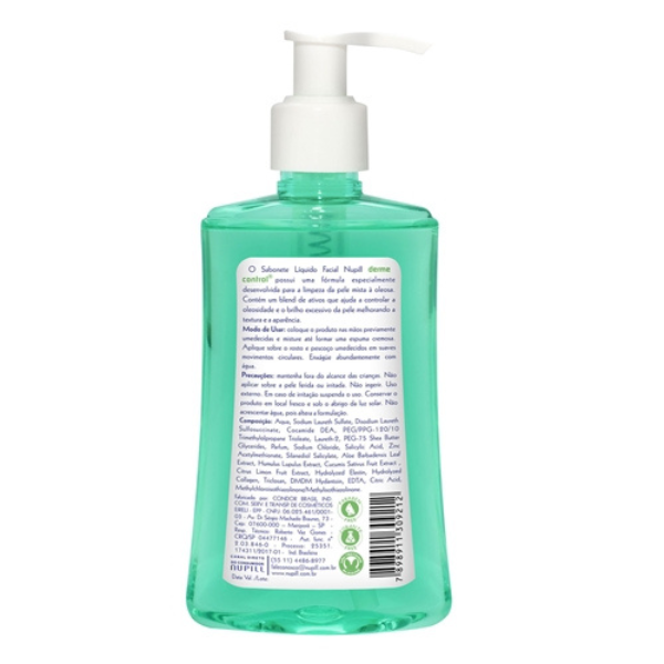 Sabonete líquido facial Nupill Derme Control 200ml - pele mista à oleosa
