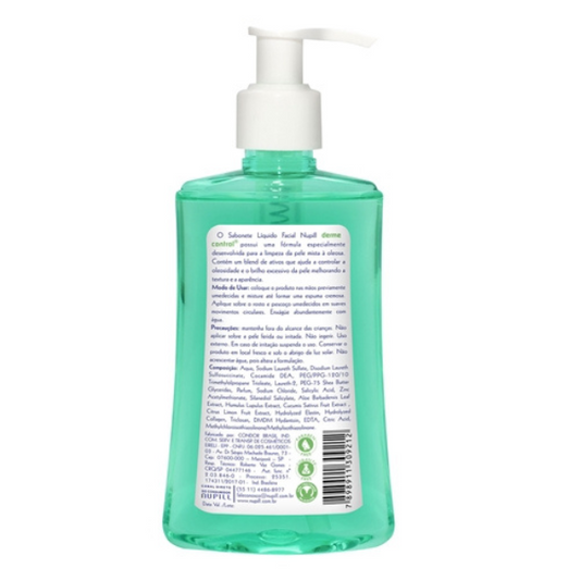 Sabonete líquido facial Nupill Derme Control 200ml - pele mista à oleosa