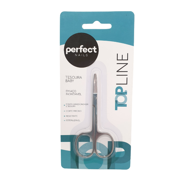 Tesoura Inox Baby Pontas Arredondadas Perfect Nails