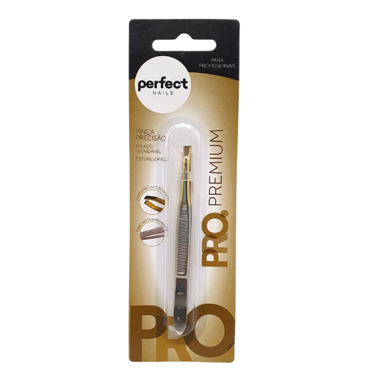Pinça de precisão Pro Premium ponta dourada profissional Perfect Nails
