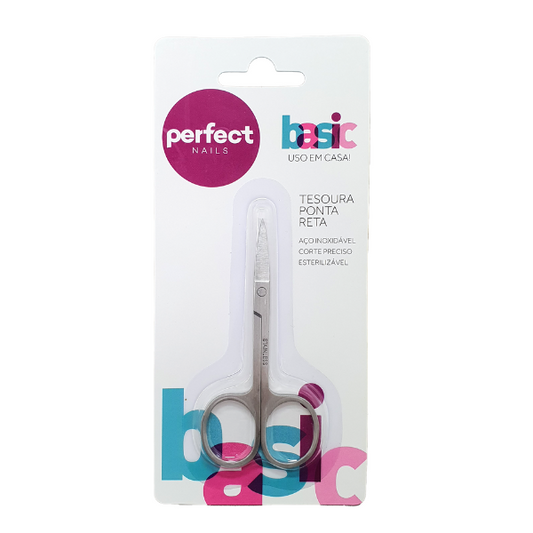 Tesoura Inox Ponta Reta linha Basic Perfect Nails