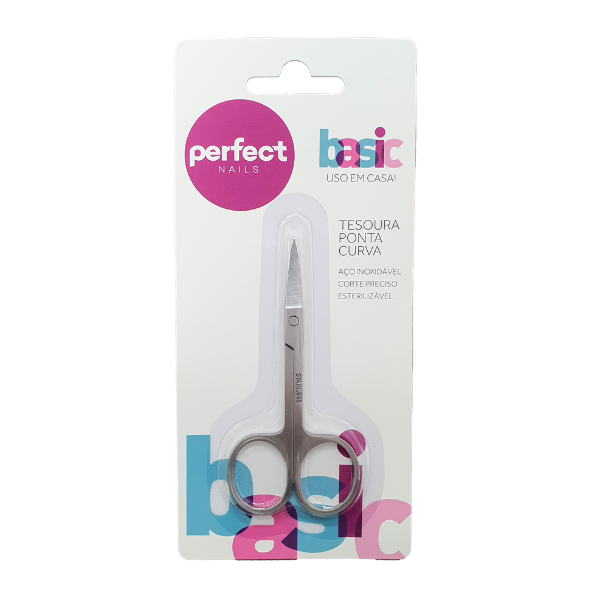 Tesoura Inox Ponta Curva linha Basic Perfect Nails